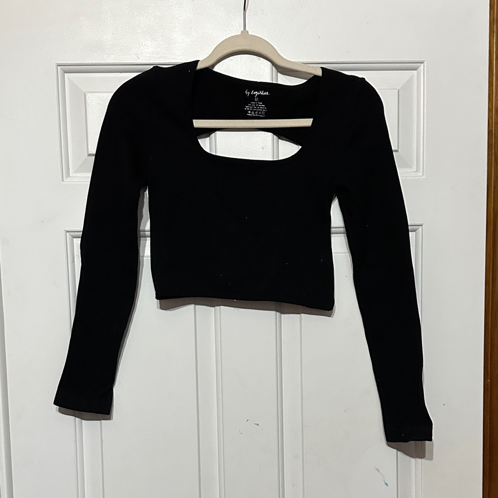 By Together ribbed open back crop top